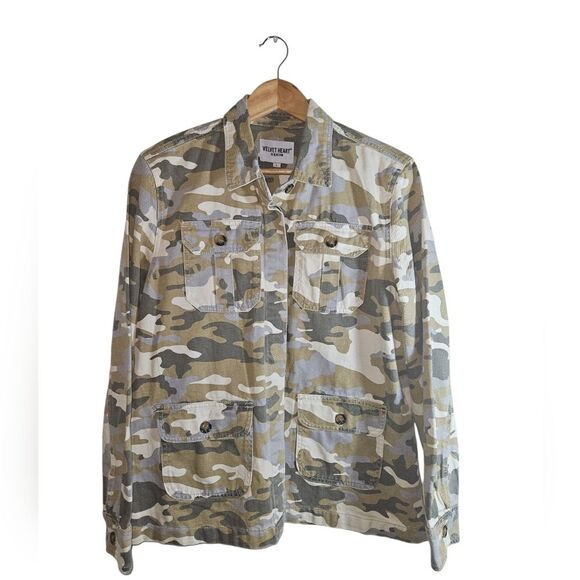 Velvet Heart Denim Camoflauge Military Jacket Size L - Picture 1 of 7